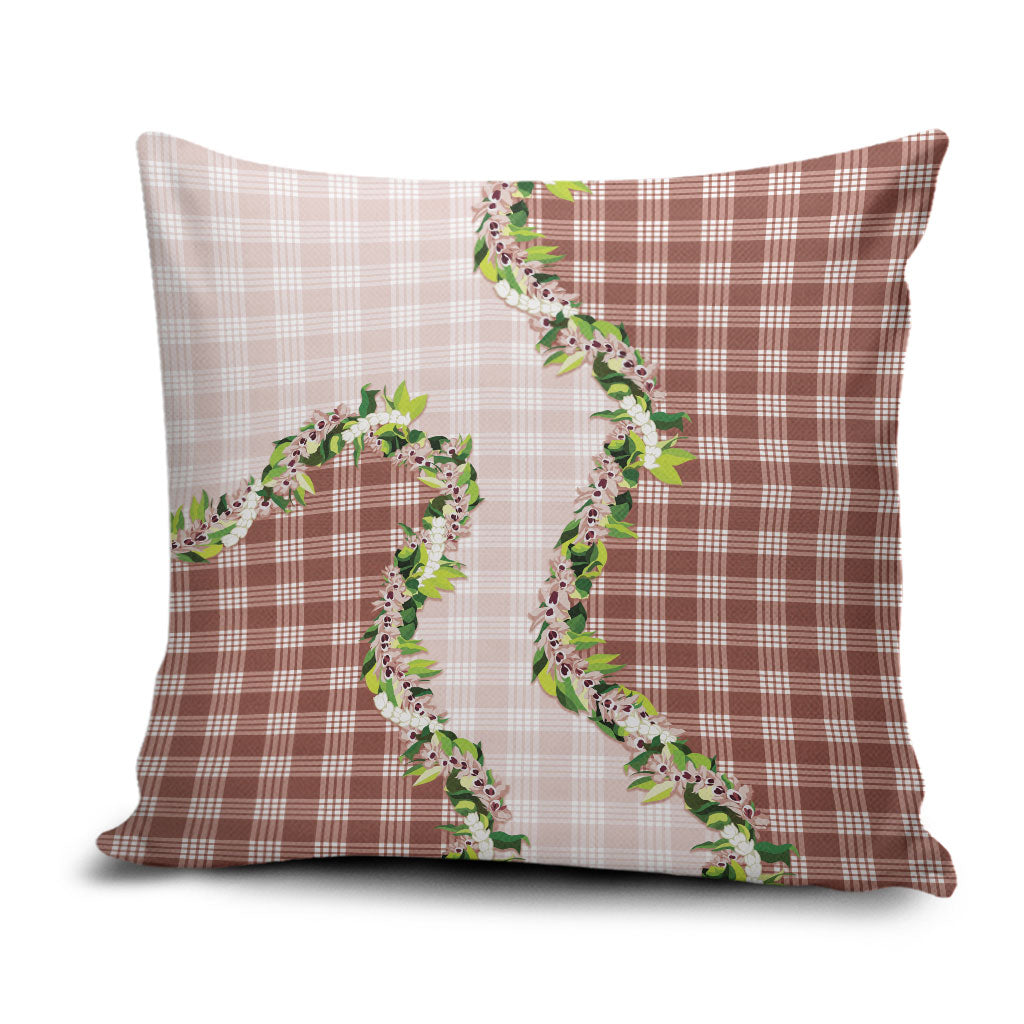 Mocha Hawaii Palaka Pillow Cover Maile Pikake Honohono Orchid Lei LT05 Mocha - Polynesian Pride
