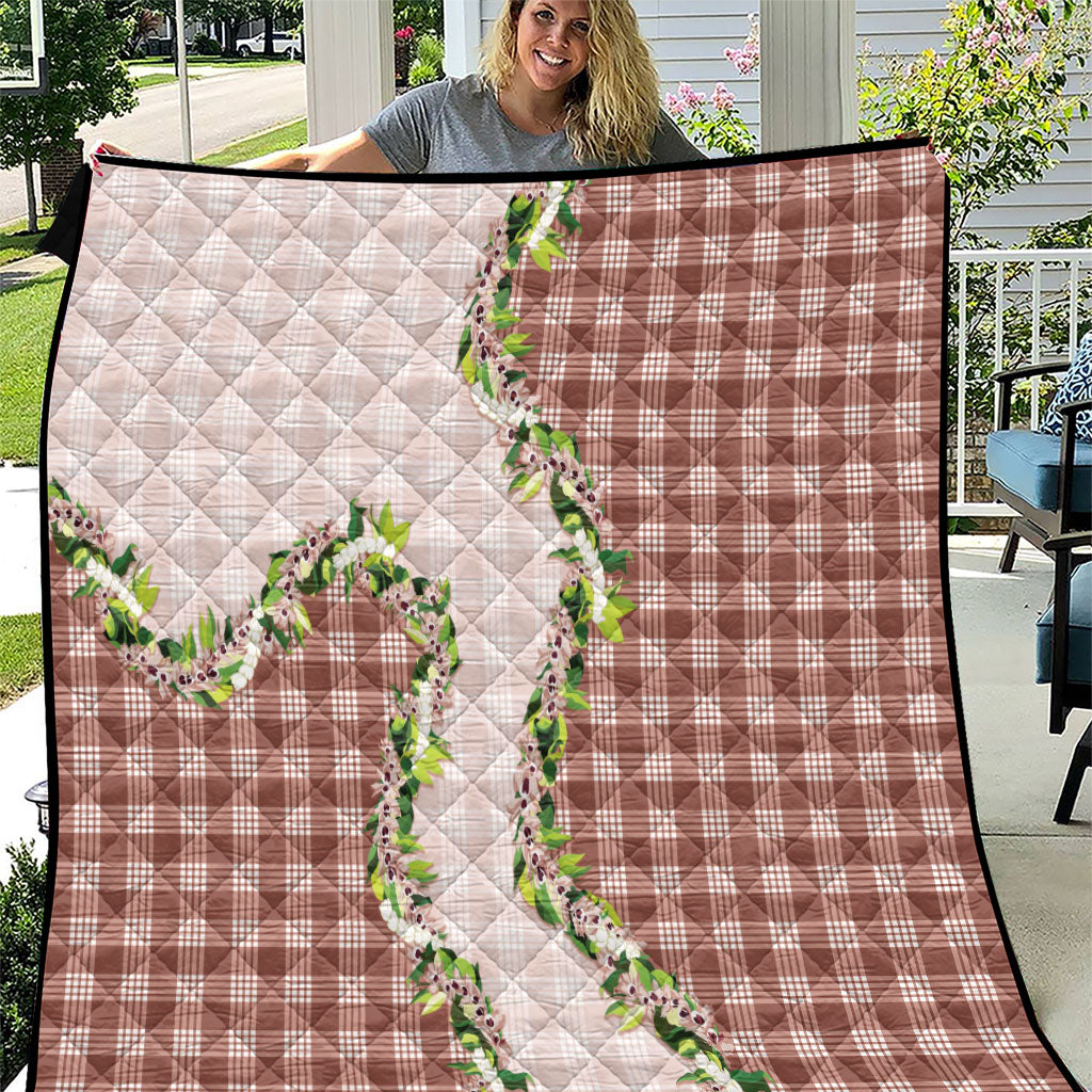 Mocha Hawaii Palaka Quilt Maile Pikake Honohono Orchid Lei LT05 Mocha - Polynesian Pride