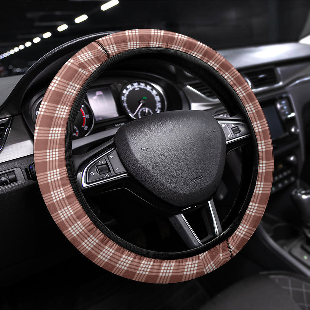 Mocha Hawaii Palaka Steering Wheel Cover Maile Pikake Honohono Orchid Lei LT05 Universal Fit Mocha - Polynesian Pride