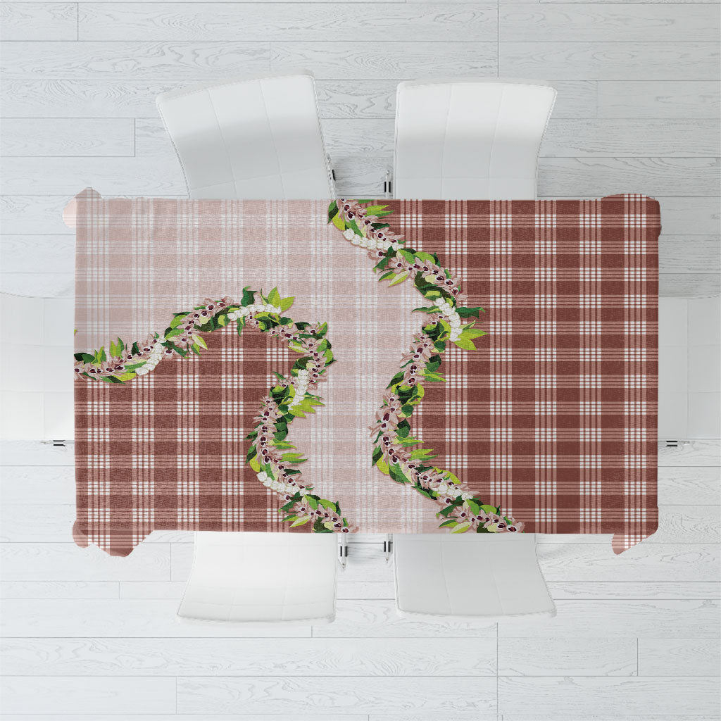 Mocha Hawaii Palaka Tablecloth Maile Pikake Honohono Orchid Lei