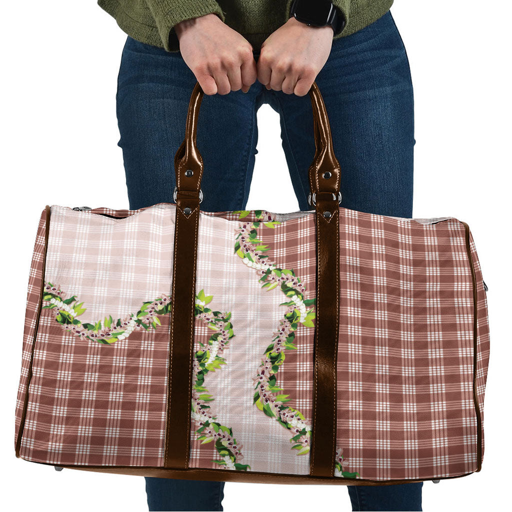 Mocha Hawaii Palaka Travel Bag Maile Pikake Honohono Orchid Lei LT05 Mocha - Polynesian Pride