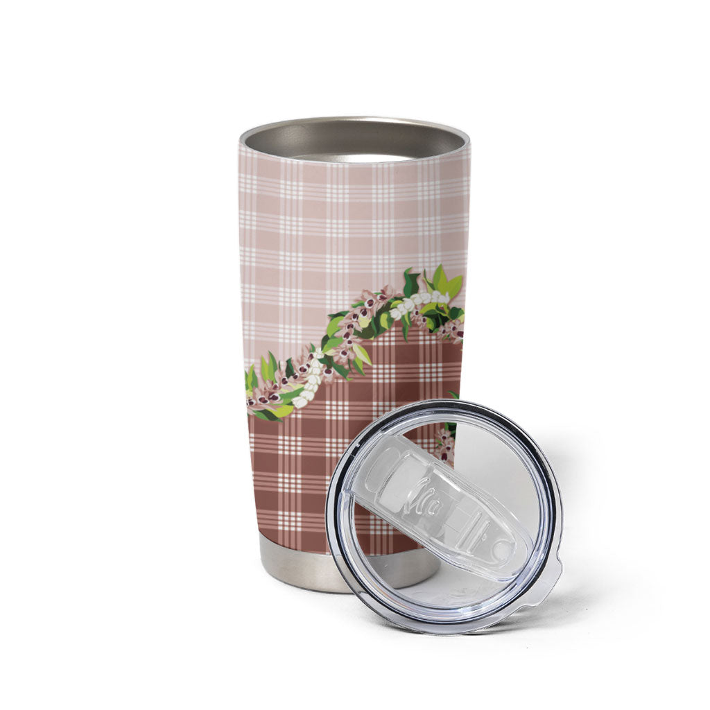 Mocha Hawaii Palaka Tumbler Cup Maile Pikake Honohono Orchid Lei