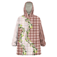 Mocha Hawaii Palaka Wearable Blanket Hoodie Maile Pikake Honohono Orchid Lei LT05 One Size Mocha - Polynesian Pride
