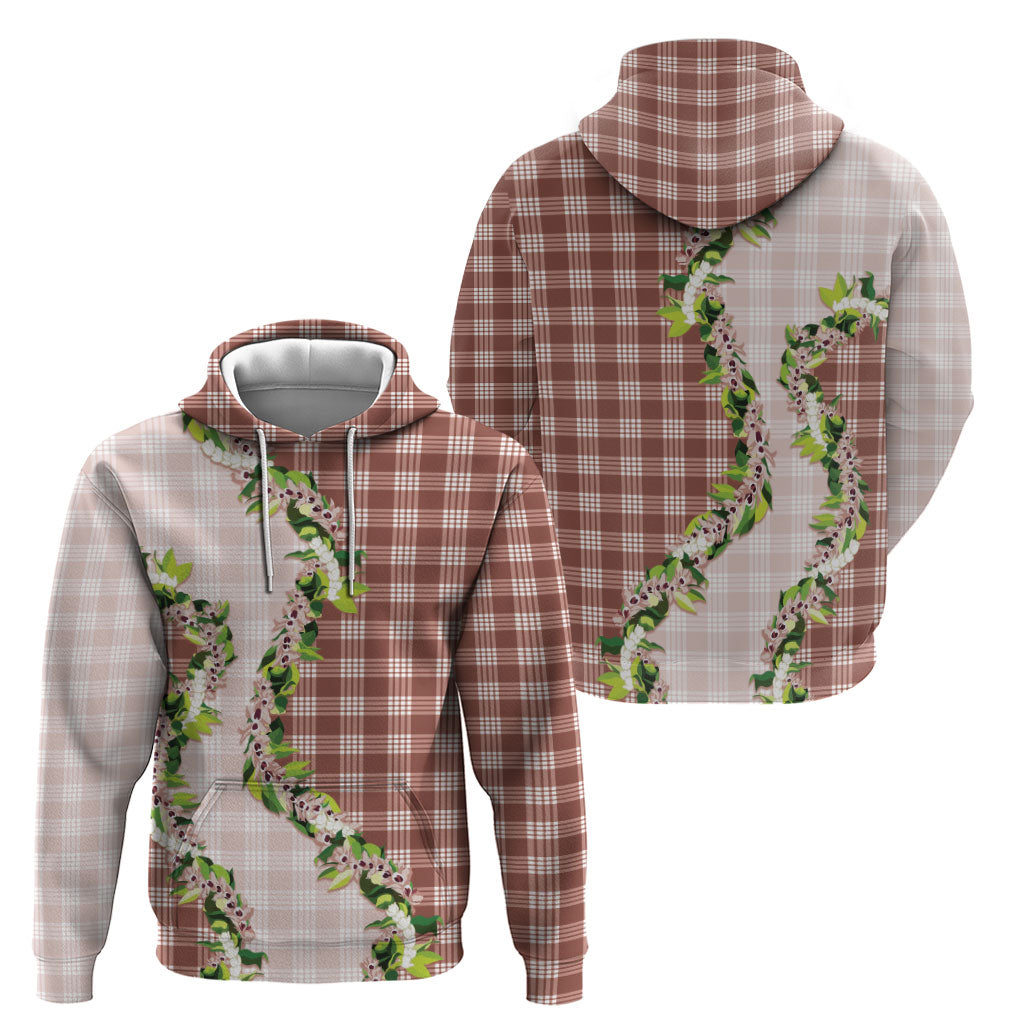 Mocha Hawaii Palaka Zip Hoodie Maile Pikake Honohono Orchid Lei LT05 - Polynesian Pride