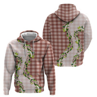 Mocha Hawaii Palaka Zip Hoodie Maile Pikake Honohono Orchid Lei LT05 - Polynesian Pride