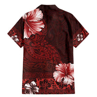 Hawaii Hibiscus With Oxblood Polynesian Pattern Family Matching Mermaid Dress and Hawaiian Shirt LT05 - Polynesian Pride