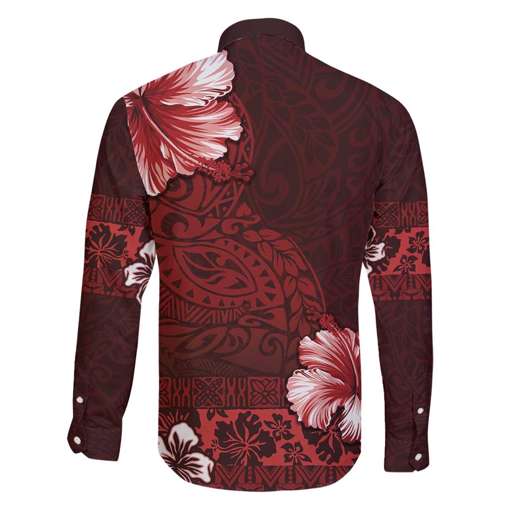 Hawaii Hibiscus With Oxblood Polynesian Pattern Family Matching Mermaid Dress and Hawaiian Shirt LT05 - Polynesian Pride