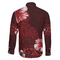 Hawaii Hibiscus With Oxblood Polynesian Pattern Family Matching Mermaid Dress and Hawaiian Shirt LT05 - Polynesian Pride