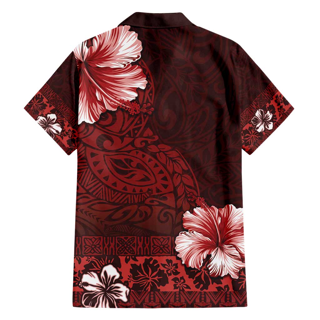 Hawaii Hibiscus With Oxblood Polynesian Pattern Family Matching Tank Maxi Dress and Hawaiian Shirt LT05 - Polynesian Pride