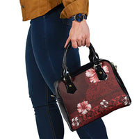 Hawaii Hibiscus With Oxblood Polynesian Pattern Shoulder Handbag LT05 - Polynesian Pride