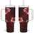 Hawaii Hibiscus With Oxblood Polynesian Pattern Tumbler With Handle