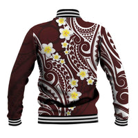 Plumeria With Oxblood Polynesian Tattoo Pattern Baseball Jacket