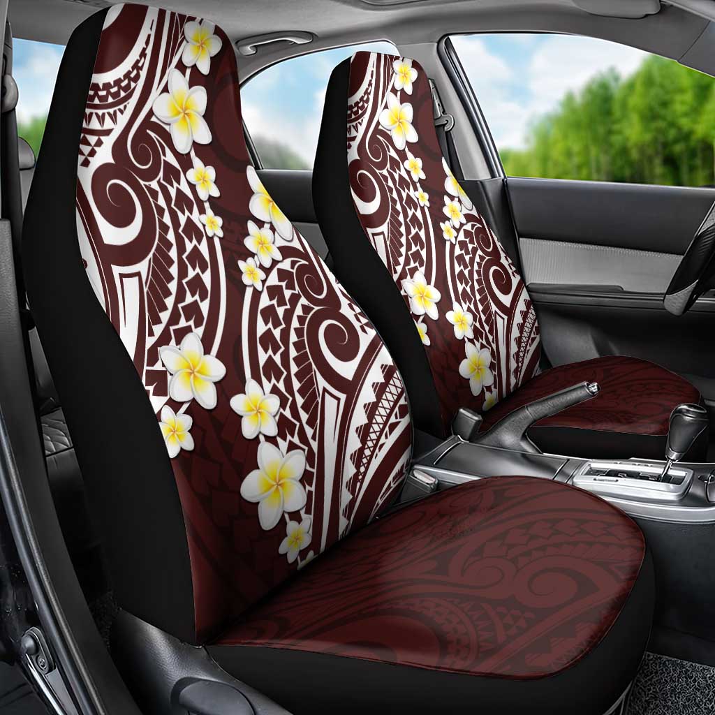 Plumeria With Oxblood Polynesian Tattoo Pattern Car Seat Cover