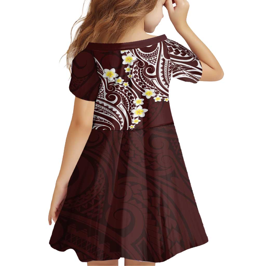 Plumeria With Oxblood Polynesian Tattoo Pattern Family Matching Off Shoulder Maxi Dress and Hawaiian Shirt LT05 - Polynesian Pride