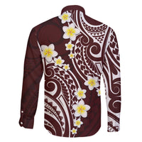 Plumeria With Oxblood Polynesian Tattoo Pattern Family Matching Puletasi and Hawaiian Shirt LT05 - Polynesian Pride