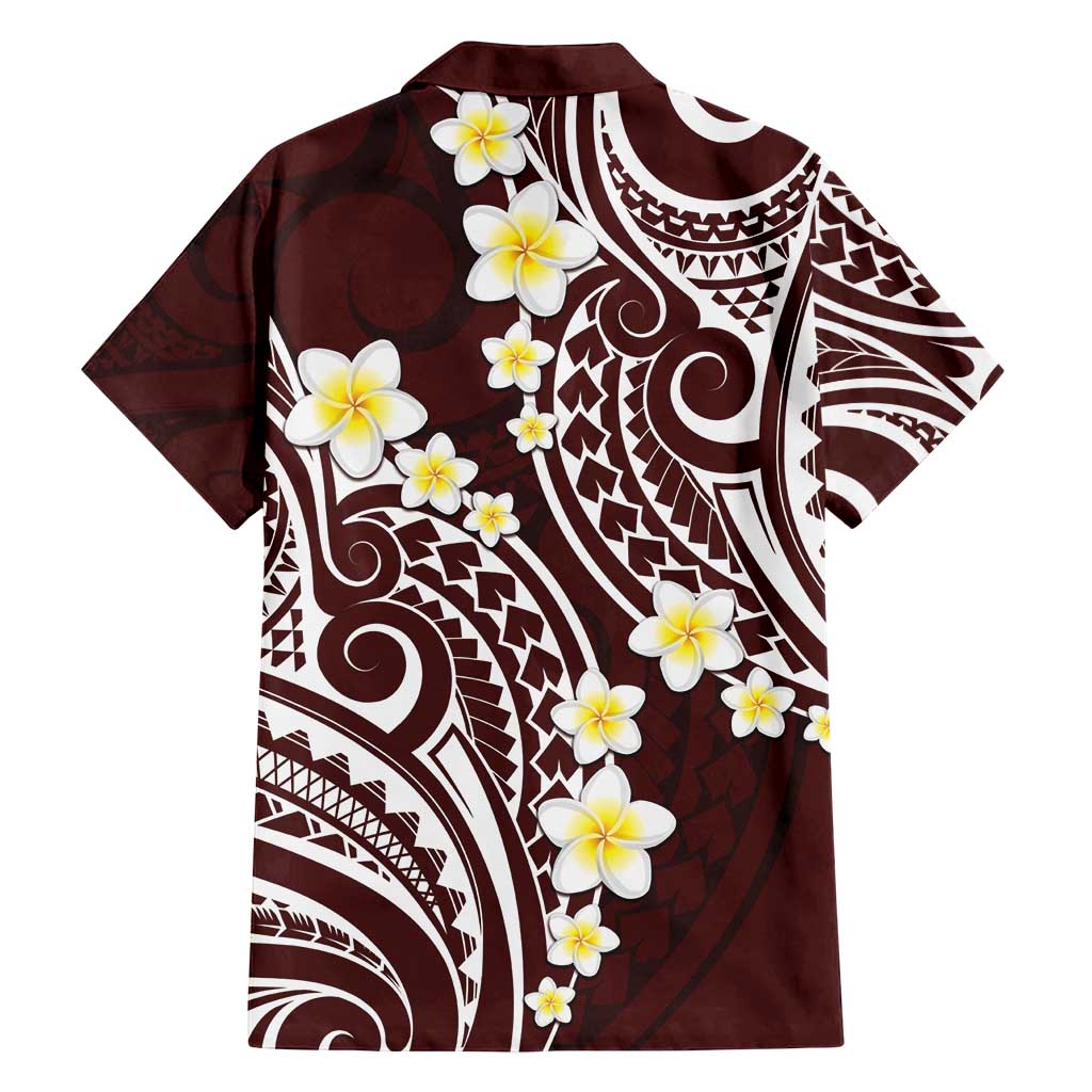 Plumeria With Oxblood Polynesian Tattoo Pattern Family Matching Summer Maxi Dress and Hawaiian Shirt LT05 - Polynesian Pride