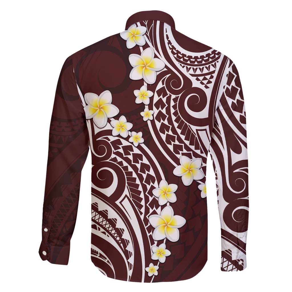 Plumeria With Oxblood Polynesian Tattoo Pattern Family Matching Summer Maxi Dress and Hawaiian Shirt LT05 - Polynesian Pride