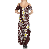Plumeria With Oxblood Polynesian Tattoo Pattern Family Matching Summer Maxi Dress and Hawaiian Shirt LT05 - Polynesian Pride