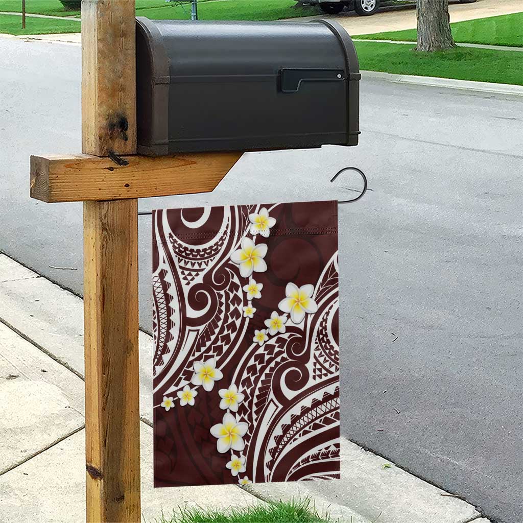 Plumeria With Oxblood Polynesian Tattoo Pattern Garden Flag