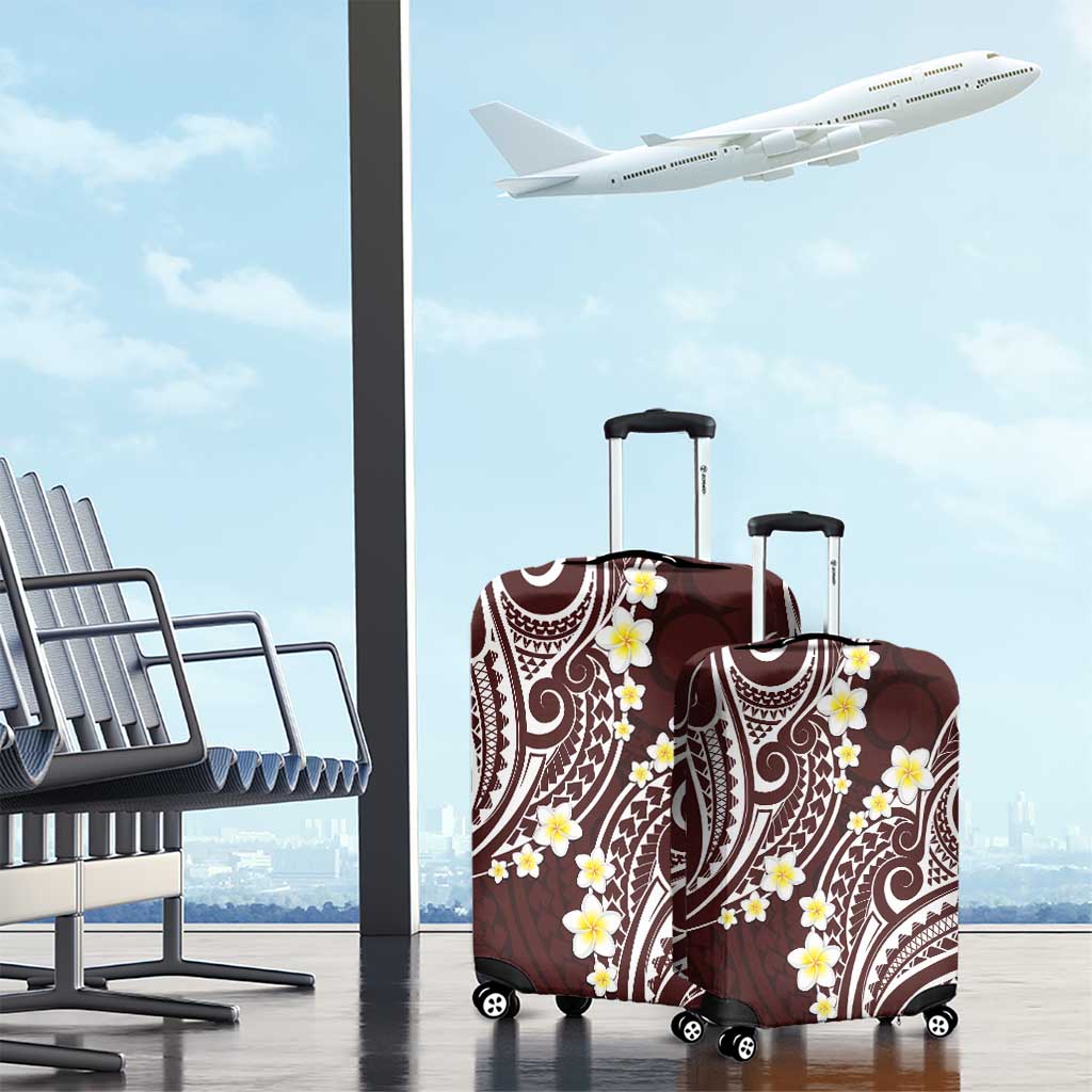 Plumeria With Oxblood Polynesian Tattoo Pattern Luggage Cover
