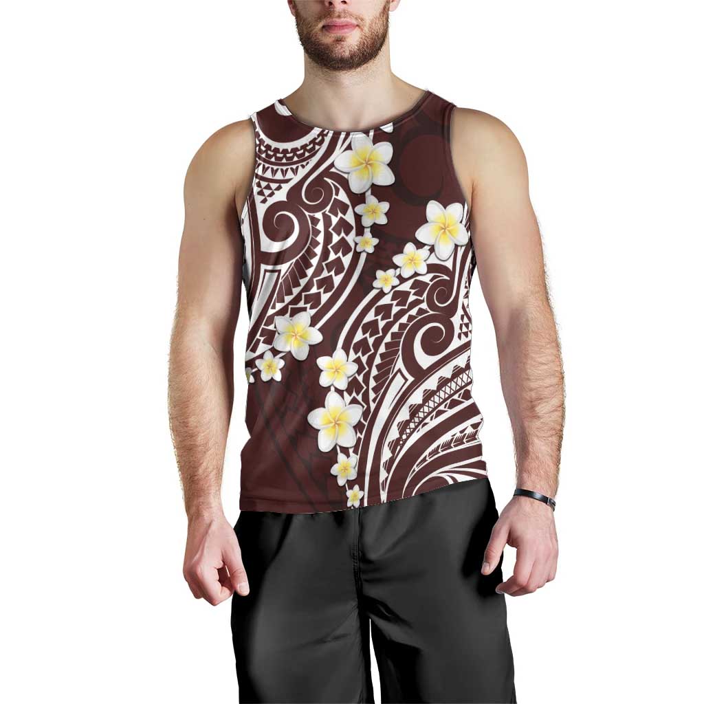 Plumeria With Oxblood Polynesian Tattoo Pattern Men Tank Top