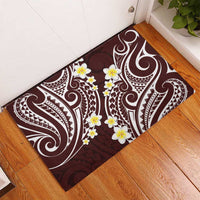 Plumeria With Oxblood Polynesian Tattoo Pattern Rubber Doormat LT05 - Polynesian Pride