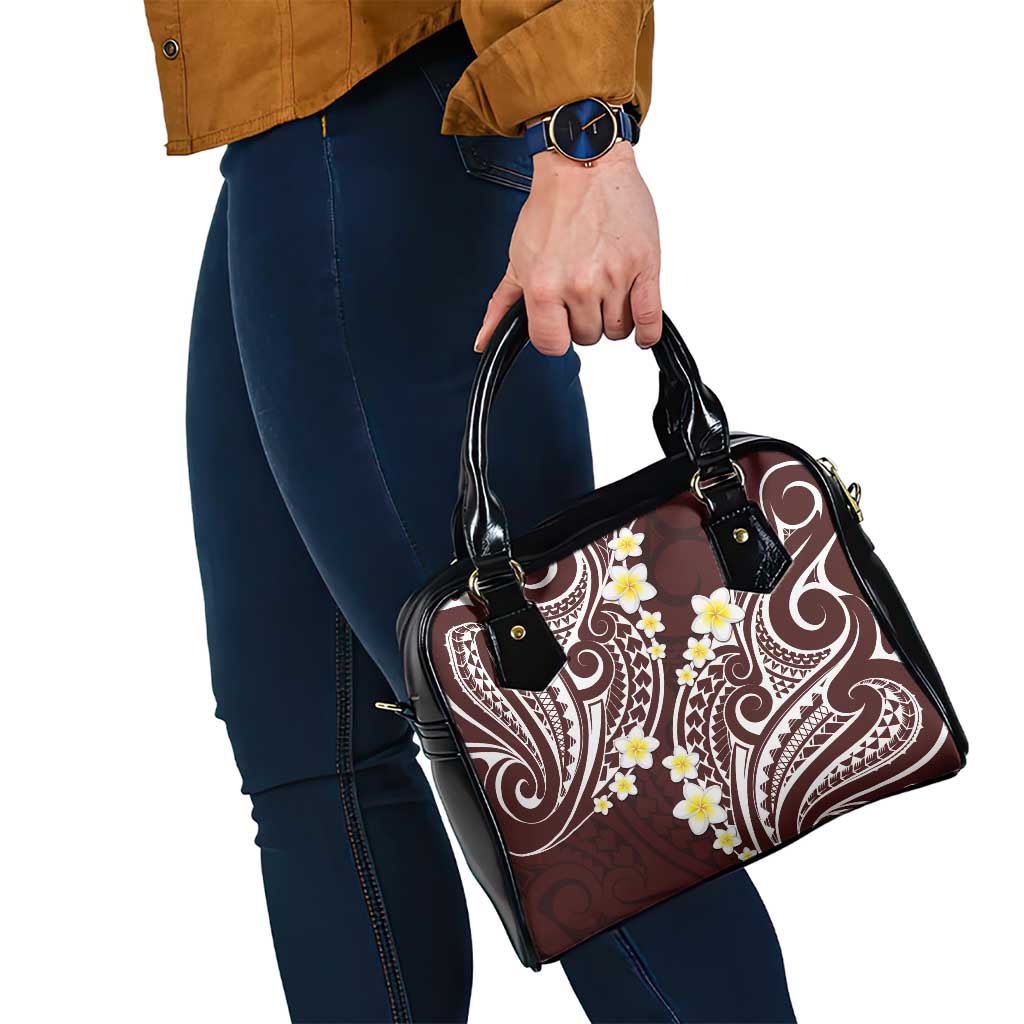 Plumeria With Oxblood Polynesian Tattoo Pattern Shoulder Handbag LT05 - Polynesian Pride