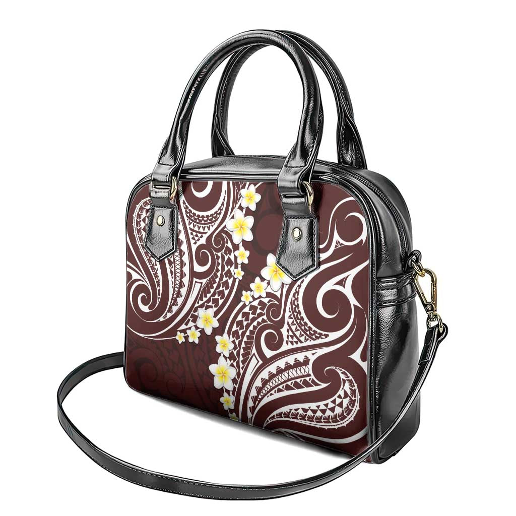 Plumeria With Oxblood Polynesian Tattoo Pattern Shoulder Handbag LT05 - Polynesian Pride