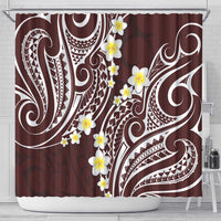 Plumeria With Oxblood Polynesian Tattoo Pattern Shower Curtain LT05 - Polynesian Pride