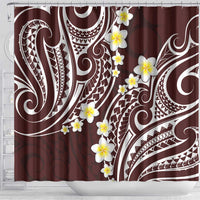 Plumeria With Oxblood Polynesian Tattoo Pattern Shower Curtain LT05 - Polynesian Pride