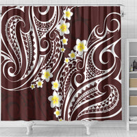 Plumeria With Oxblood Polynesian Tattoo Pattern Shower Curtain LT05 - Polynesian Pride