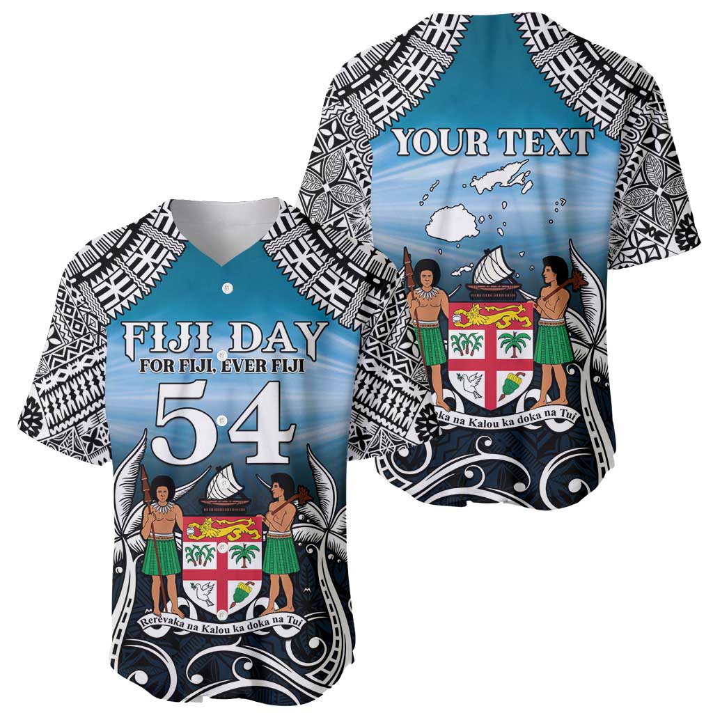 Personalised Happy 50th Fiji Day Baseball Jersey Forever Fiji With Tapa Tribal Pattern