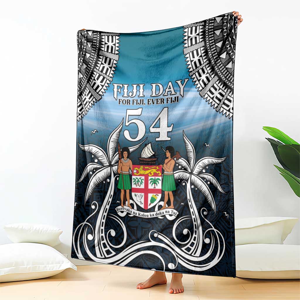 Happy 54th Fiji Day Blanket Forever Fiji With Tapa Tribal Pattern