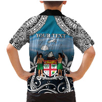 Personalised Happy 50th Fiji Day Family Matching Mermaid Dress and Hawaiian Shirt Forever Fiji With Tapa Tribal Pattern