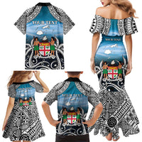 Personalised Happy 50th Fiji Day Family Matching Mermaid Dress and Hawaiian Shirt Forever Fiji With Tapa Tribal Pattern