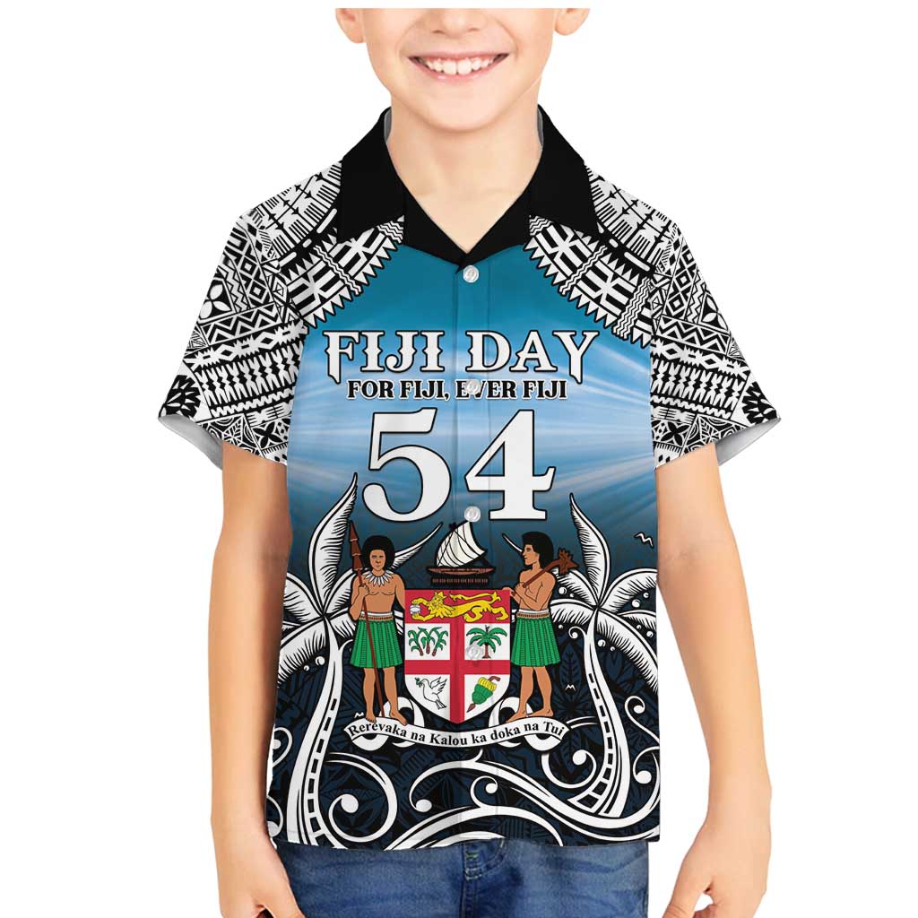 Personalised Happy 50th Fiji Day Family Matching Mermaid Dress and Hawaiian Shirt Forever Fiji With Tapa Tribal Pattern