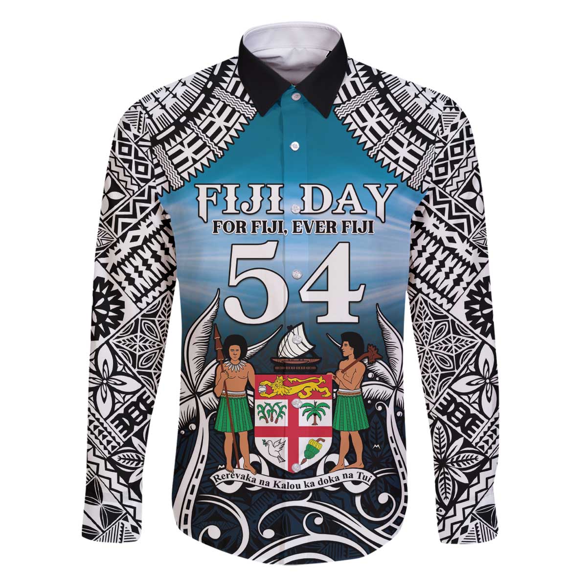 Personalised Happy 50th Fiji Day Family Matching Puletasi and Hawaiian Shirt Forever Fiji With Tapa Tribal Pattern