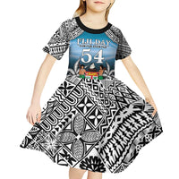 Personalised Happy 50th Fiji Day Kid Short Sleeve Dress Forever Fiji With Tapa Tribal Pattern