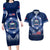 Samoa Rugby Couples Matching Long Sleeve Bodycon Dress and Hawaiian Shirt World Cup 2023 Coat Of Arms With Polynesian Pattern LT05 Blue - Polynesian Pride