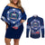 Custom Samoa Rugby Couples Matching Off Shoulder Short Dress and Long Sleeve Button Shirts World Cup 2023 Coat Of Arms With Polynesian Pattern LT05 Blue - Polynesian Pride