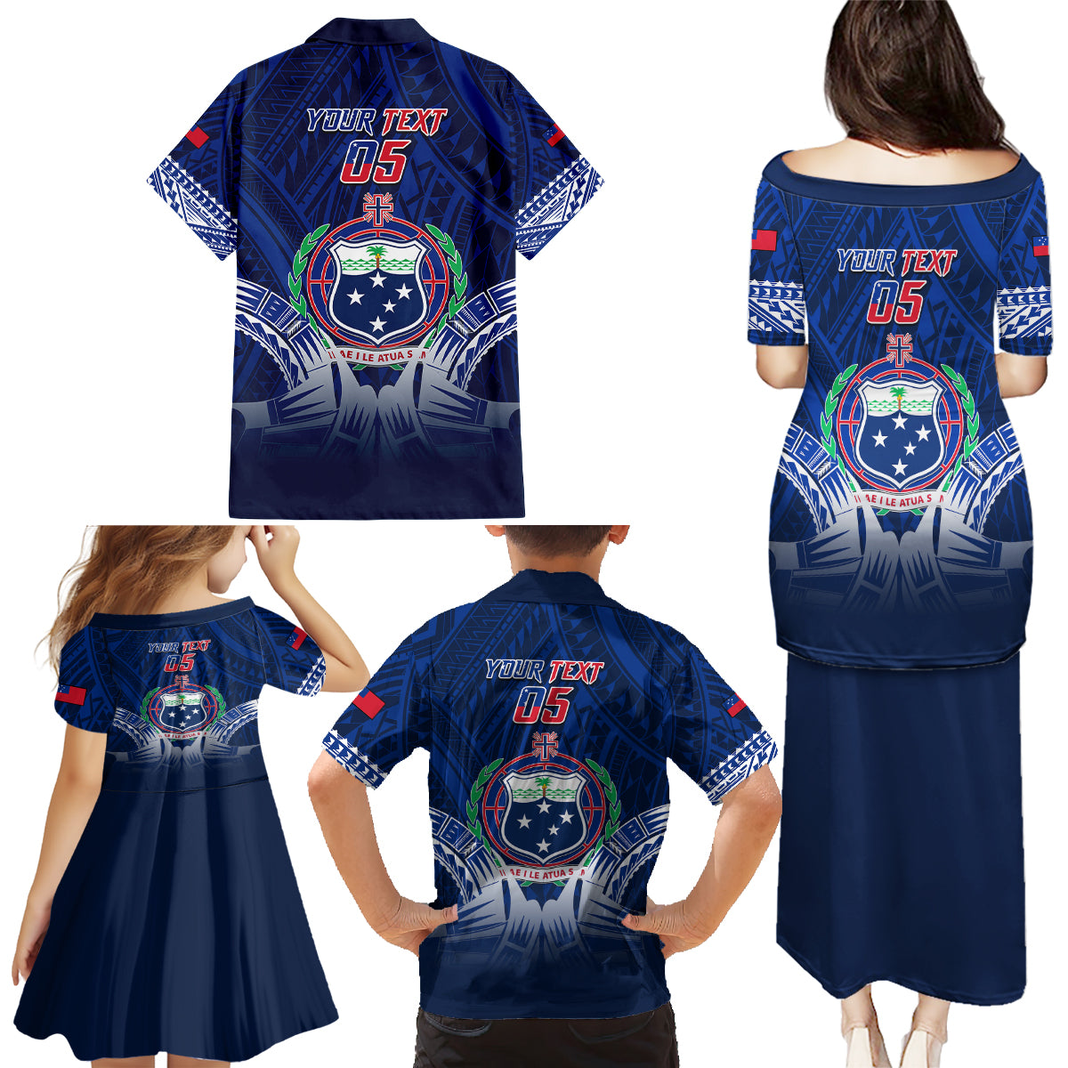 Custom Samoa Rugby Family Matching Puletasi Dress and Hawaiian Shirt World Cup 2023 Coat Of Arms With Polynesian Pattern LT05 - Polynesian Pride