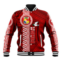 Tonga Rugby Baseball Jacket World Cup 2023 Coat Of Arms Ngatu Pattern LT05 Unisex Red - Polynesian Pride