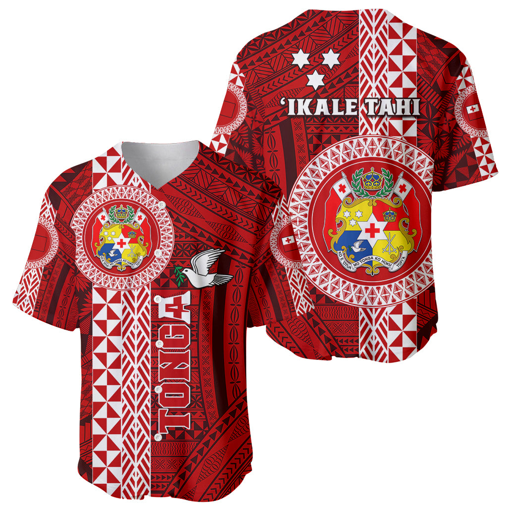 Tonga Rugby Baseball Jersey World Cup 2023 Coat Of Arms Ngatu Pattern LT05 - Polynesian Pride