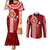 Tonga Rugby Couples Matching Mermaid Dress and Long Sleeve Button Shirts World Cup 2023 Coat Of Arms Ngatu Pattern LT05 Red - Polynesian Pride