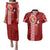 Tonga Rugby Couples Matching Puletasi Dress and Hawaiian Shirt World Cup 2023 Coat Of Arms Ngatu Pattern LT05 Red - Polynesian Pride