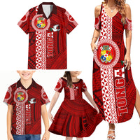 Tonga Rugby Family Matching Summer Maxi Dress and Hawaiian Shirt World Cup 2023 Coat Of Arms Ngatu Pattern LT05 - Polynesian Pride