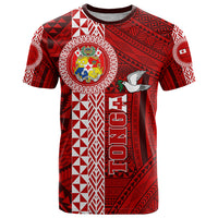 Tonga Rugby T Shirt World Cup 2023 Coat Of Arms Ngatu Pattern LT05 Red - Polynesian Pride