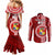 Custom Tonga Rugby Couples Matching Mermaid Dress and Long Sleeve Button Shirts World Cup 2023 Coat Of Arms Ngatu Pattern LT05 - Polynesian Pride