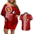 Custom Tonga Rugby Couples Matching Off Shoulder Short Dress and Hawaiian Shirt World Cup 2023 Coat Of Arms Ngatu Pattern LT05 Red - Polynesian Pride