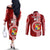 Custom Tonga Rugby Couples Matching Off The Shoulder Long Sleeve Dress and Long Sleeve Button Shirts World Cup 2023 Coat Of Arms Ngatu Pattern LT05 - Polynesian Pride